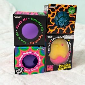 Schylling Nee Doh,  Easter Chicka DeeDoos, Groovy Glob, Magma squeeze Set of 4